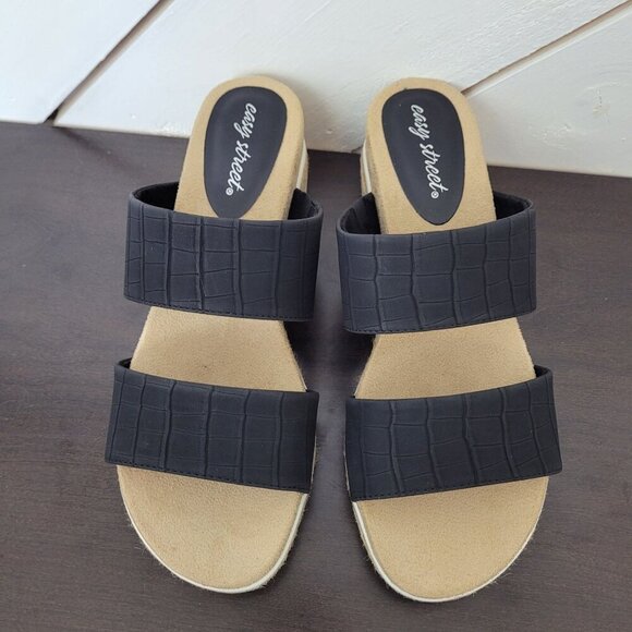 NEW Easy Street Maryann Womens Black Platform Slide Sandals Size 8.5M - Picture 2 of 9